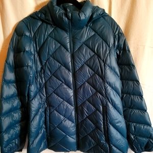 Teal London Fog Packable Puffer Down Jacket size L